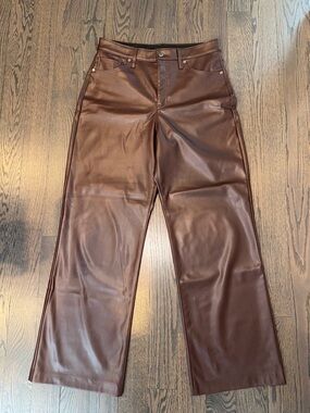 Express Wide Leg Faux Leather Pants in Brown